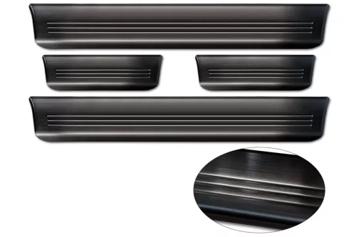 Avisa černá ocelová ochrana prahu ražený "Lines" (4dílný) TESLA MODEL S liftback 2012-2016, FL 2016->