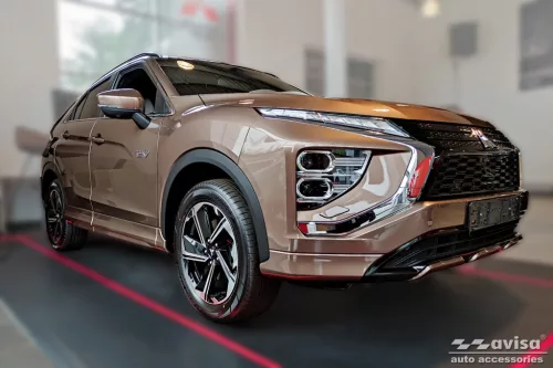 Avisa stříbrná saténová ocelová ochrana prahu modrý "Hybridní" (4dílný) MITSUBISHI ECLIPSE CROSS 2018->, MITSUBISHI ECLIPSE CROSS PHEV 2021->