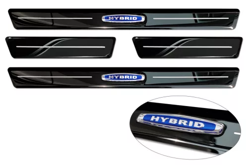 Avisa černá leštěná ocelová ochrana prahu modrý "Hybridní" (4dílný) VOLVO V90 kombi 2016->, VOLVO V90 Cross Country 2016->