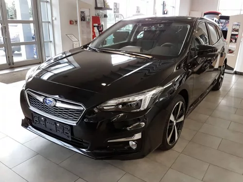 Avisa černá leštěná ocelová ochrana prahu "Sportline" s gravírováním SUBARU IMPREZA V (GT) 5D FL2017->