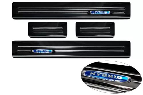 Avisa černá leštěná ocelová ochrana prahu modrý "Hybridní" (4dílný) FORD MONDEO MK5 Turnier/Limousine 2014-2019, FL2019->