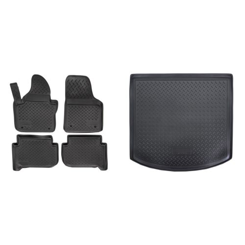 Prémiové gumové autokoberce a gumová vana do kufru VOLKSWAGEN Touran I. 5-dveřový 2003-2010 (egriauto_NORMVW507_NORLVW508_1)