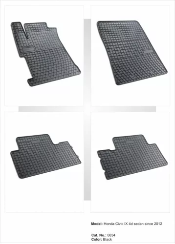 Zesílená oblast paty Gumové autokoberce HONDA Civic IX 4d sedan 2012- (834)