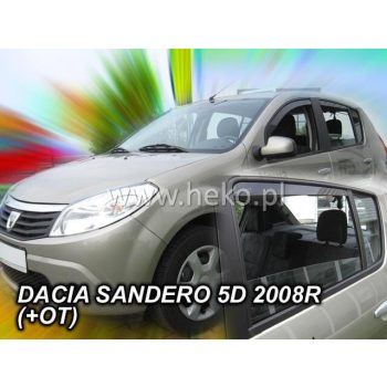   Heko 4-dílný deflektor větru Dacia Sandero Stepway SUV 5-dveřový kombi 2009-2013, Dacia Sandero SUV 5 dveří
