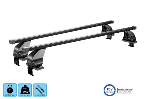 Menabo Omega Black XL černé ocel Střešní nosič neuzamykatelný KIT02G
